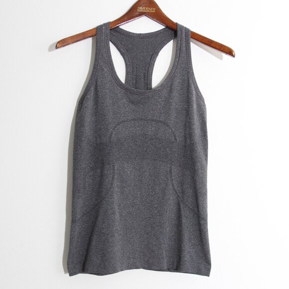 Lululemon Swiftly Tech Racerback Tank Top Heathered Black Gray Seamless Size 6 - Picture 3 of 12